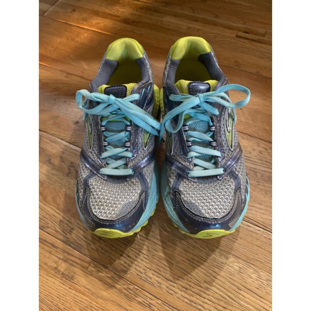 Brooks Ghost 6 Womens Running Shoes Blue Grey Lime 1201381B620 Retro Gorpcore 8